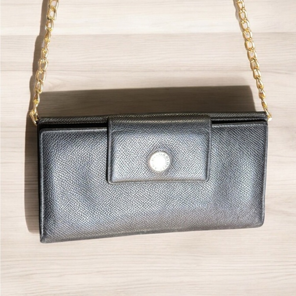 BVLGARI Black Leather Long Bifold Wallet in NWOT Condition MINT